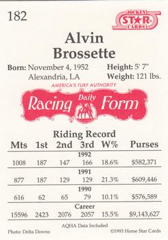 1993 Jockey Star #182 Alvin Brossette Back